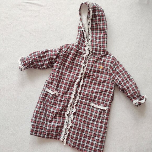 Ralph Lauren Other - Ralph Lauren Baby Plaid Hooded Robe 9M Cotton Terry Lined Bathrobe